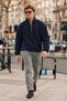 Men's Winter Navy Blue Fleece-Lined Half-Zip Jacket - 3