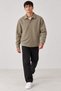Men’s Shirt Collar, Button-Front, Melton-Textured Casual Beige Jacket - 3