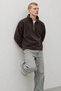 Men's Modern Dark Brown Half-Zip Fleece - 2