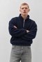 Men's Modern Navy Blue Fleece-Lined Half-Zip - 2