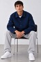 Men's Shirt Collar Button-Down Melton Casual Navy Blue Jacket - 2
