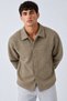Men’s Shirt Collar, Button-Front, Melton-Textured Casual Beige Jacket - 2