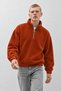 Men's Modern Terracotta-Colored Fleece Jacket with Half-Zip, Fleece-Lined - 5