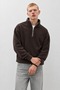 Men's Modern Dark Brown Half-Zip Fleece - 5