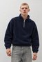 Men's Modern Navy Blue Fleece-Lined Half-Zip