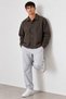 Men’s Shirt Collar Button-Up Casual Brown Jacket with Melton Fabric - 2