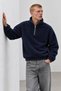 Men's Modern Navy Blue Fleece-Lined Half-Zip - 3