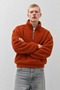 Men's Modern Terracotta-Colored Fleece Jacket with Half-Zip, Fleece-Lined - 3