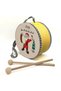 Leather Children's Drum with "Santa Claus Playing the Drum" Print (Ages 1–5) - Yellow