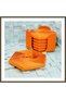 3D-Printed Super Fidget Coaster Set - Hexagonal-Patterned Coaster and Holder - Orange BX