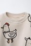 Children's Cotton Sweatshirt and Sweatpants Set with Farm Animal Print - 4