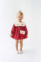 Red Dress with an Embroidered Rabbit and a Bag for Girls