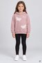 Pink Girls' Hooded Sweatshirt with Butterfly Embroidery and Brushed Inside Hem 25028 - 3