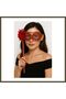 Luxury Strappy Bejeweled Masked Ball Mask, Red, 35 cm BX