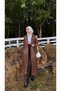 Women's Waist Tie Balloon Sleeve Leather Trench - 6