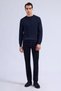 Navy Blue Regular Fit Half Turtleneck Rayon Sweater - 2