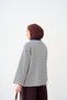 Women's Shirt Collar Half-Buttoned Striped Sweatshirt, Navy Blue - 4