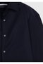Navy Blue Plain Regular Fit Long Woven Classic Cotton Blend Shirt - 8