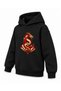 Black Kids' Hooded Sweatshirt with Dragon and Red Rays Print - 3