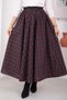 Plaid Flared Skirt, Burgundy and Black