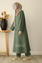 Sahra Women's 100% Cotton Muslin Umrah and Hajj Two-Piece Set, Medina Green - 3