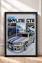 Silver Japanese Sports Car with Blue Stripes, Framed Art Print, Car Poster, Garage or Office Wall Decor OTO034 - 3