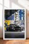 Yellow and Blue Collage-Style American Muscle Car Framed Art Print / Car Poster for Garage or Office Wall Decor OTO182