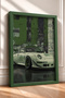 Green-Toned Retro Collage Sports Car Framed Art Print / Car Poster for Garage or Office Wall Decor OTO180 - 2