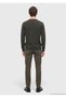 Khaki Crew Neck Plain Knit Wool Blend Sweater - 6