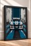 Classic Race Car with Blue and White Stripes—Framed Art Print, Car Poster, Wall Decor OTO179 - 2