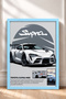 White Wide-Frame Japanese Sports Car Framed Art Print / Car Poster for Garage or Office Wall Decor OTO047 - 3