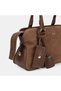 Women's Taupe Color Mini Shoulder Bag with Charm Accents and Textured Suede - 5