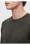 Khaki Crew Neck Plain Knit Wool Blend Sweater - 4