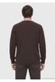 Brown Crew Neck Corded Fabric Wool Blend Knit Sweater - 6