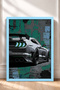 Textured Grunge-Style White American Muscle Car Framed Art Print Car Poster Wall Decor OTO191 - 3