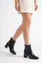 Women's Black Square-Toe Crocodile-Print Zip-Up Boots - 3
