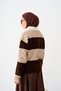 Women's Two-Tone Half-Buttoned Knit Tunic, Brown - 4