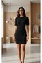 Crew Neck, Short-Sleeved, Solid Color, Soft-Textured Basic Short Knit Dress - 4