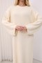 Crew Neck, Long-Sleeved, Loose Fit, Oversized, Knitted, Textured, Ankle-Length, Long Knit Dress - 3