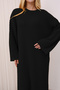 Crew Neck, Long-Sleeved, Loose Fit, Oversized, Knitted, Textured, Ankle-Length, Long Knit Dress - 5