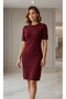 Crew Neck, Short-Sleeved, Solid Color, Soft-Textured Basic Short Knit Dress