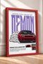 Red American Muscle Car Burning Rubber Framed Art Print Car Poster Wall Decor OTO042 - 2