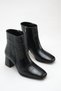Women's Black Square-Toe Crocodile-Print Zip-Up Boots