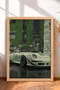 Green-Toned Retro Collage Sports Car Framed Art Print / Car Poster for Garage or Office Wall Decor OTO180