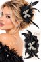 Luxury Black Fuzzy Butterfly Buckled Clip with Crystal Stones and a Bow Detail—Large, 12.5 cm—for Women - 2