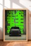 Luxury SUV Framed Art Print in Front of a Neon Green Wall—Car Poster for Garage or Office Wall Decor OTO190