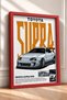 Silver Japanese Sports Car Poster with Orange Text in a Frame—Car Poster and Wall Decor OTO040 - 2