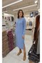 Round-Neck, Long-Sleeved, Braided-Side, Side Slit, Soft-Textured Midi Length Knit Dress