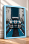 Classic Race Car with Blue and White Stripes—Framed Art Print, Car Poster, Wall Decor OTO179 - 2