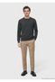 Dark Green Crew Neck Plain-Knit 100% Cashmere Sweater - 3